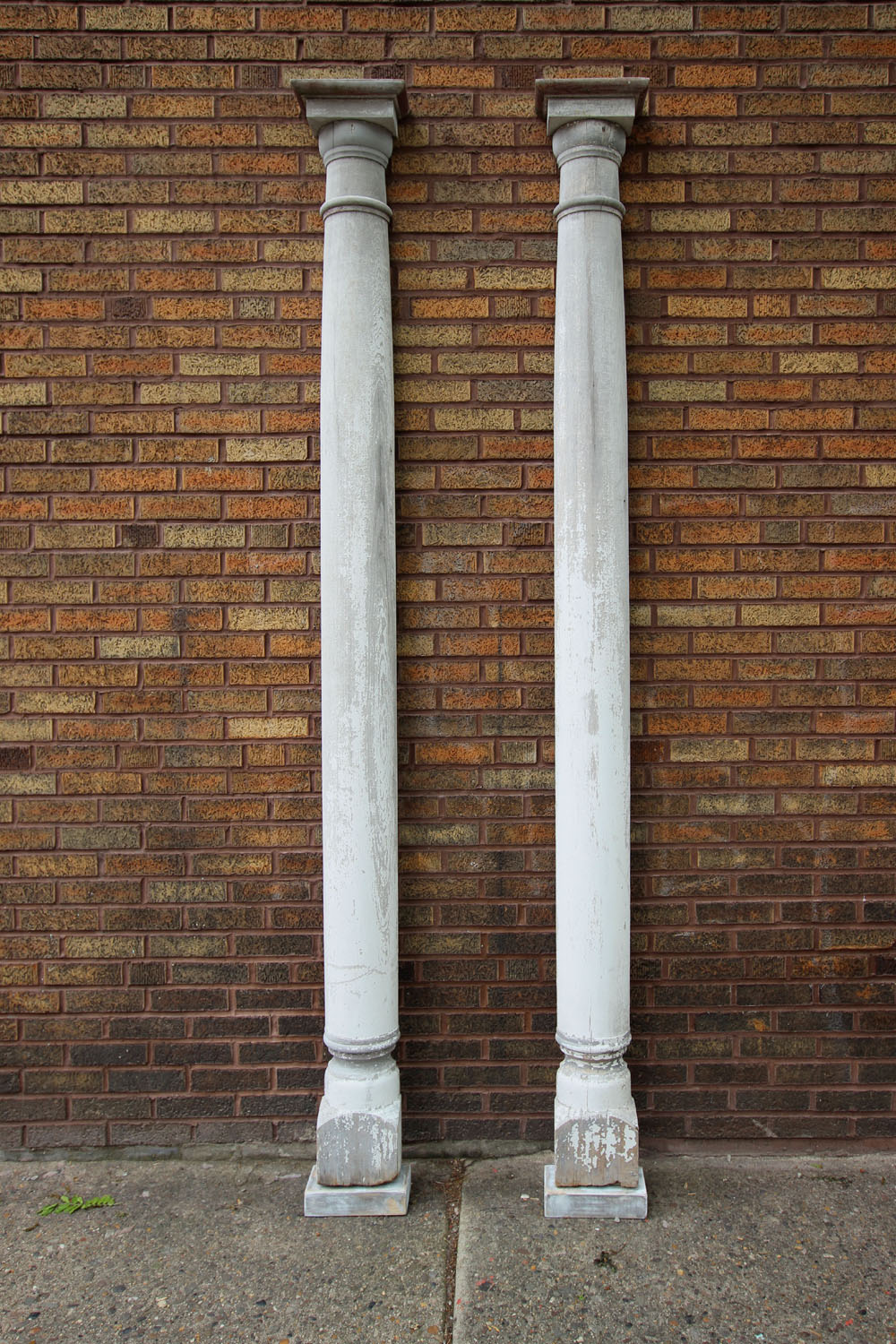 Tall Pair of Architectural Pilasters, Original Weathered PaintAmerican